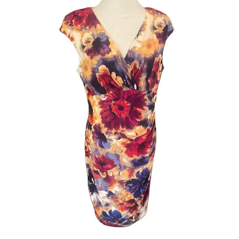 Lauren Ralph Lauren Sleeveless Multi-Color Floral Dress Size 14-NWOT